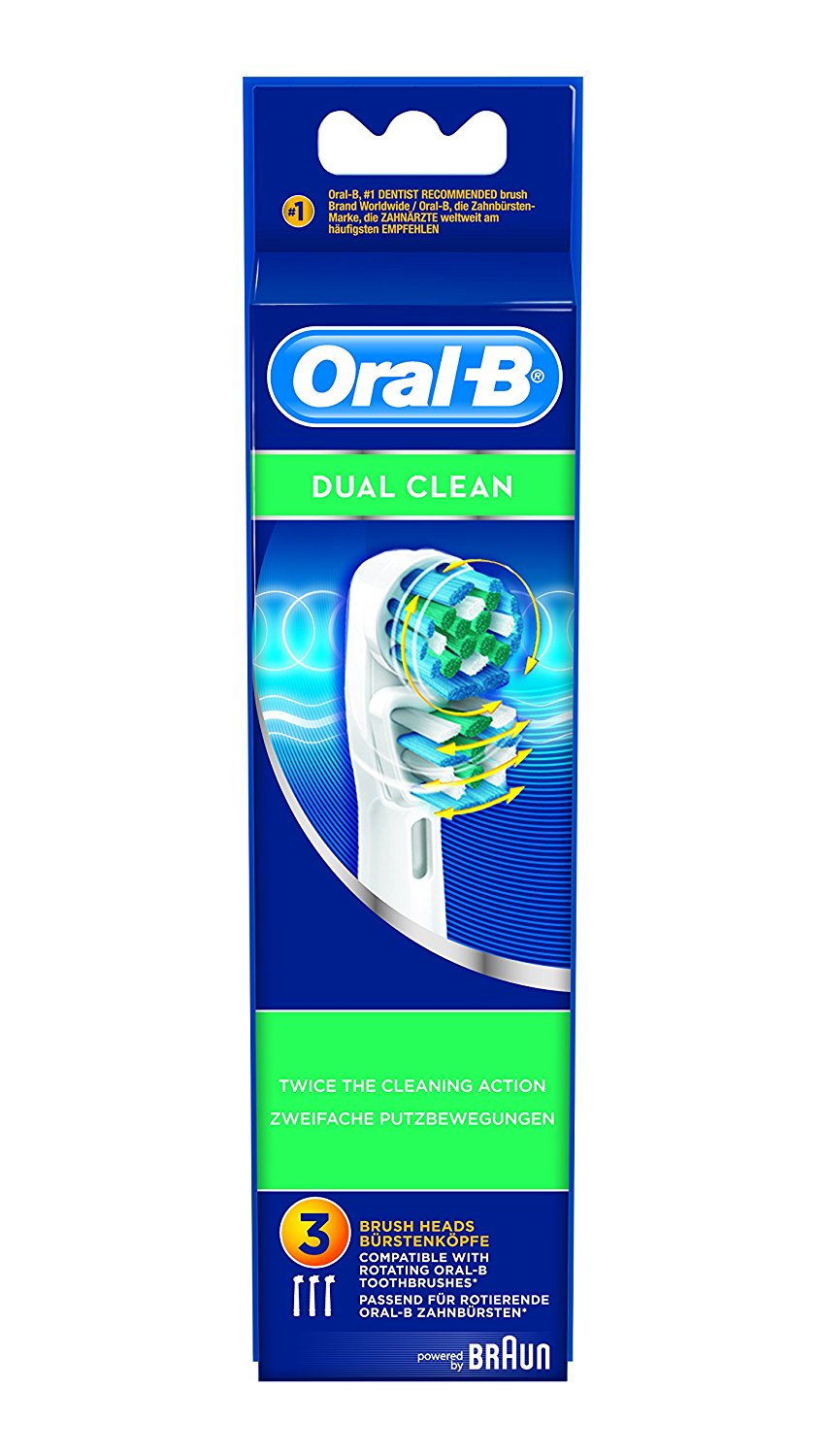 Oral-B Dual Clean EB417 - Cabezal de recambio, 3 unidades - Cepillos de  dientes eléctricos